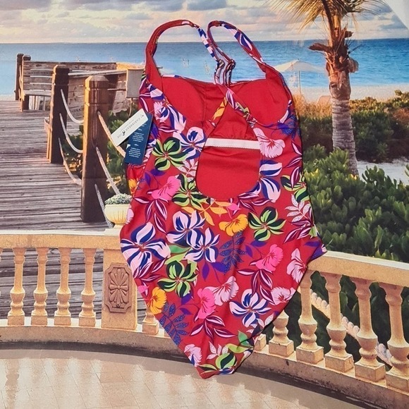 Caribbean Joe Coral Swimsuit Size 14 NWT - Picture 4 of 4